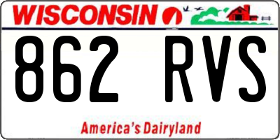WI license plate 862RVS