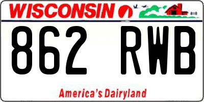 WI license plate 862RWB