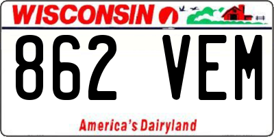 WI license plate 862VEM