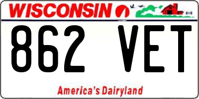 WI license plate 862VET