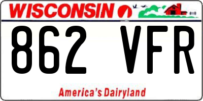 WI license plate 862VFR
