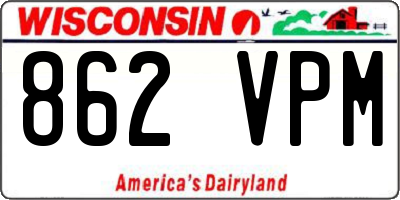 WI license plate 862VPM