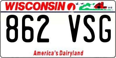WI license plate 862VSG