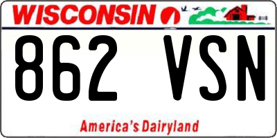 WI license plate 862VSN