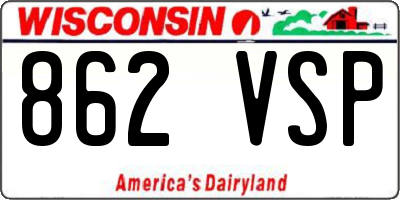 WI license plate 862VSP
