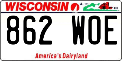 WI license plate 862WOE