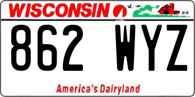 WI license plate 862WYZ