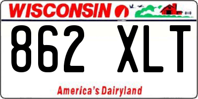 WI license plate 862XLT