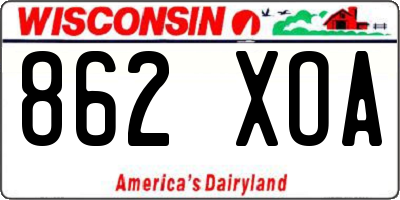 WI license plate 862XOA
