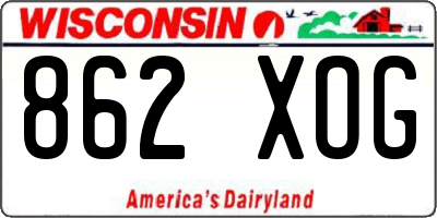 WI license plate 862XOG