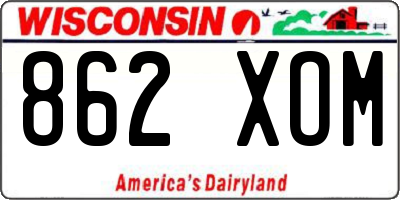 WI license plate 862XOM