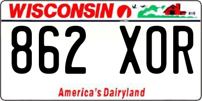 WI license plate 862XOR