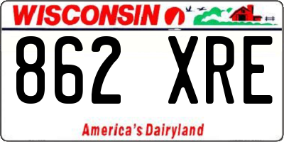 WI license plate 862XRE
