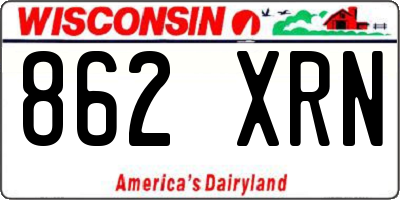 WI license plate 862XRN