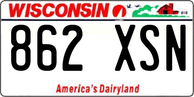 WI license plate 862XSN