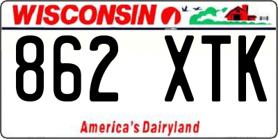 WI license plate 862XTK