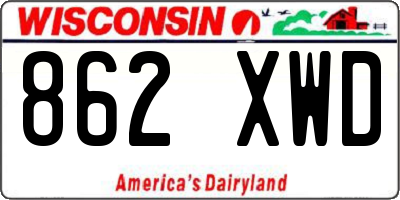WI license plate 862XWD