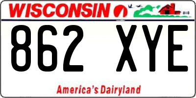 WI license plate 862XYE