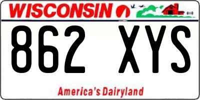 WI license plate 862XYS