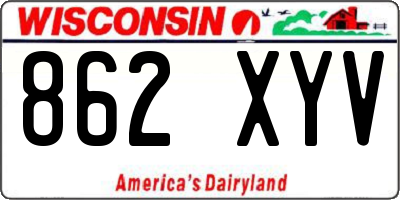 WI license plate 862XYV