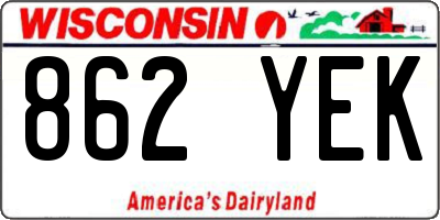 WI license plate 862YEK