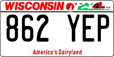 WI license plate 862YEP