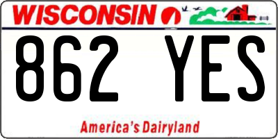 WI license plate 862YES