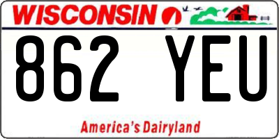 WI license plate 862YEU