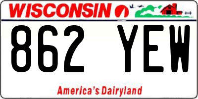 WI license plate 862YEW