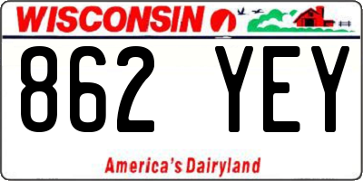 WI license plate 862YEY