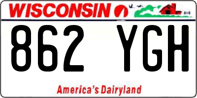 WI license plate 862YGH