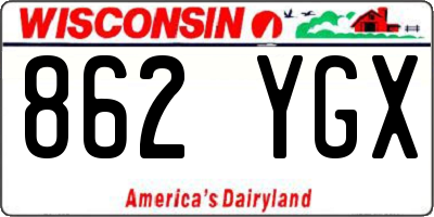 WI license plate 862YGX