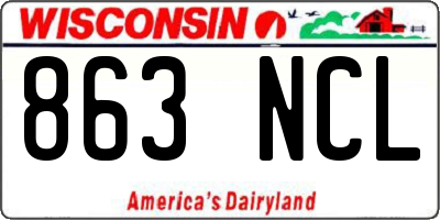 WI license plate 863NCL