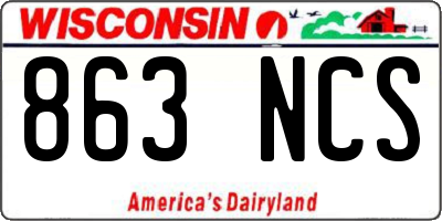 WI license plate 863NCS