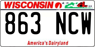 WI license plate 863NCW