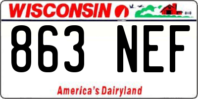 WI license plate 863NEF