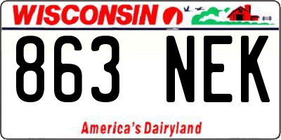 WI license plate 863NEK