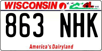 WI license plate 863NHK