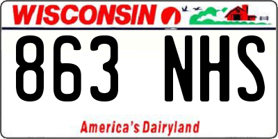 WI license plate 863NHS