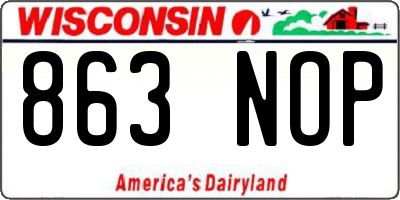 WI license plate 863NOP