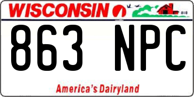 WI license plate 863NPC