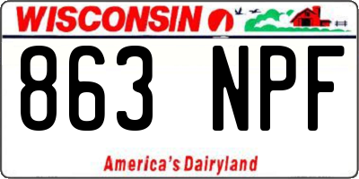 WI license plate 863NPF