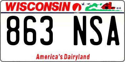 WI license plate 863NSA