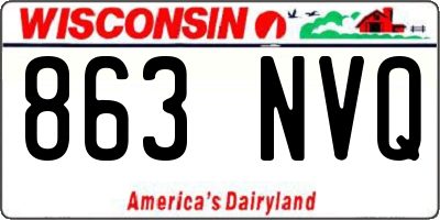 WI license plate 863NVQ