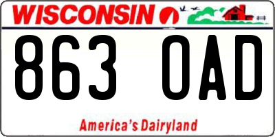 WI license plate 863OAD