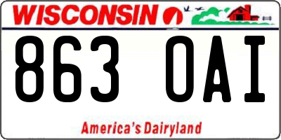 WI license plate 863OAI