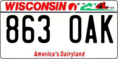 WI license plate 863OAK