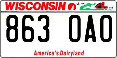 WI license plate 863OAO