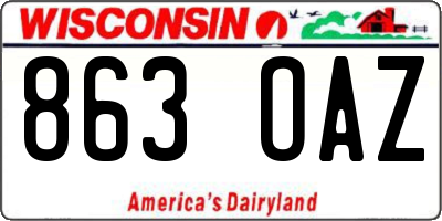 WI license plate 863OAZ