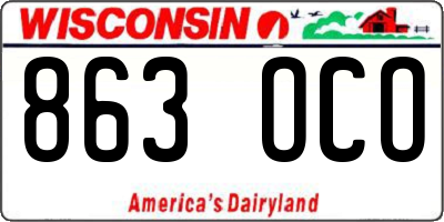 WI license plate 863OCO